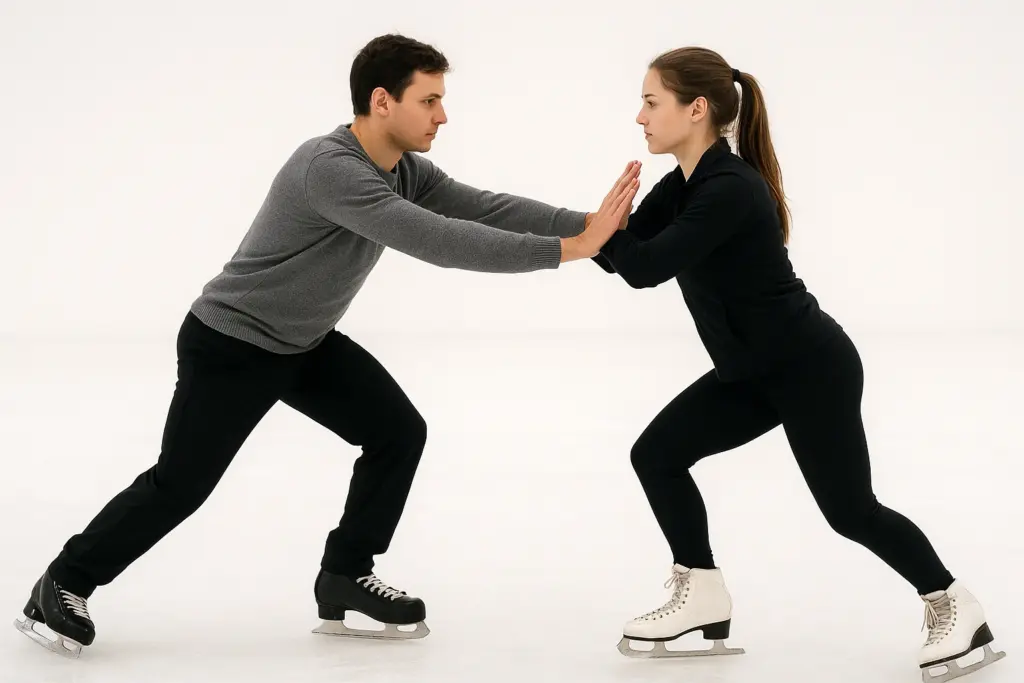Interaction entre deux patineurs sur glace