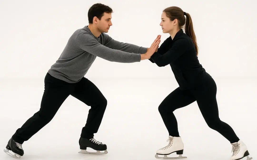 Interaction entre deux patineurs sur glace