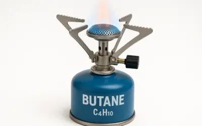 Combustion du butane dans un réchaud