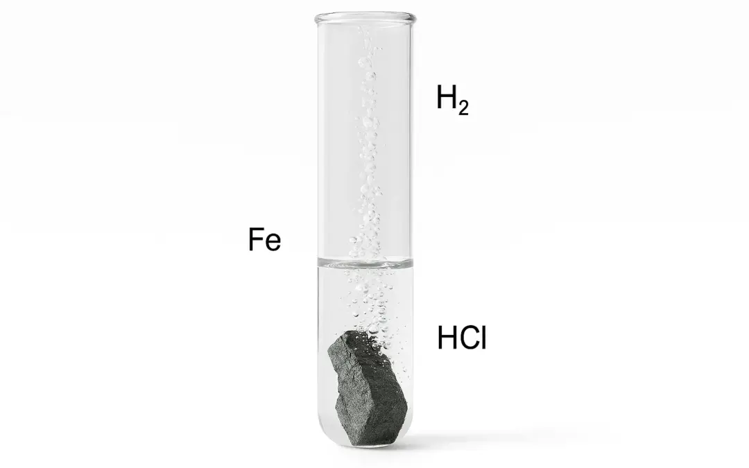 Réaction entre le fer et l’acide chlorhydrique