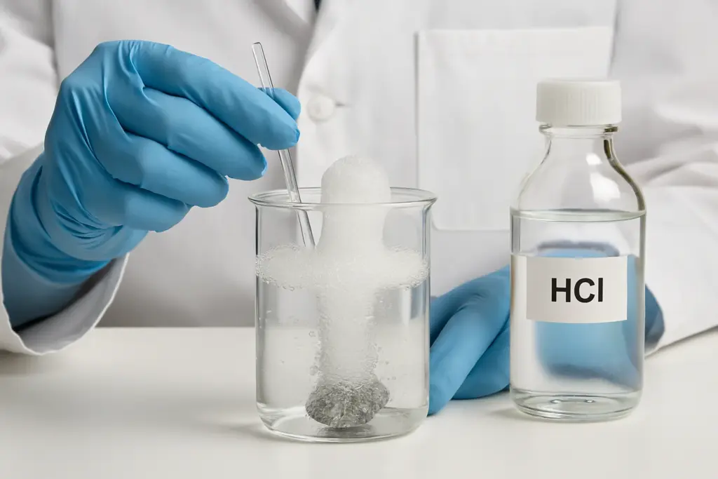 Réaction entre le zinc et l'acide chlorhydrique