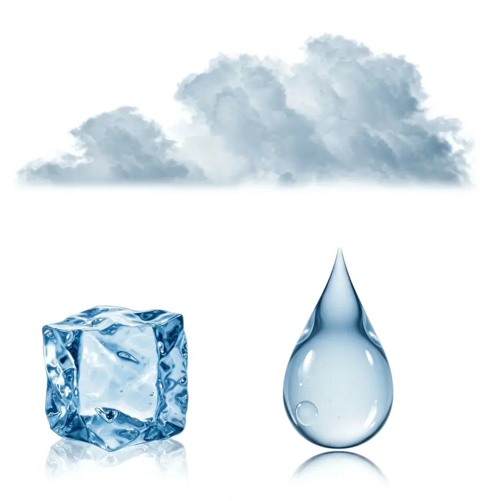 Les états de l'eau solide liquide gaz