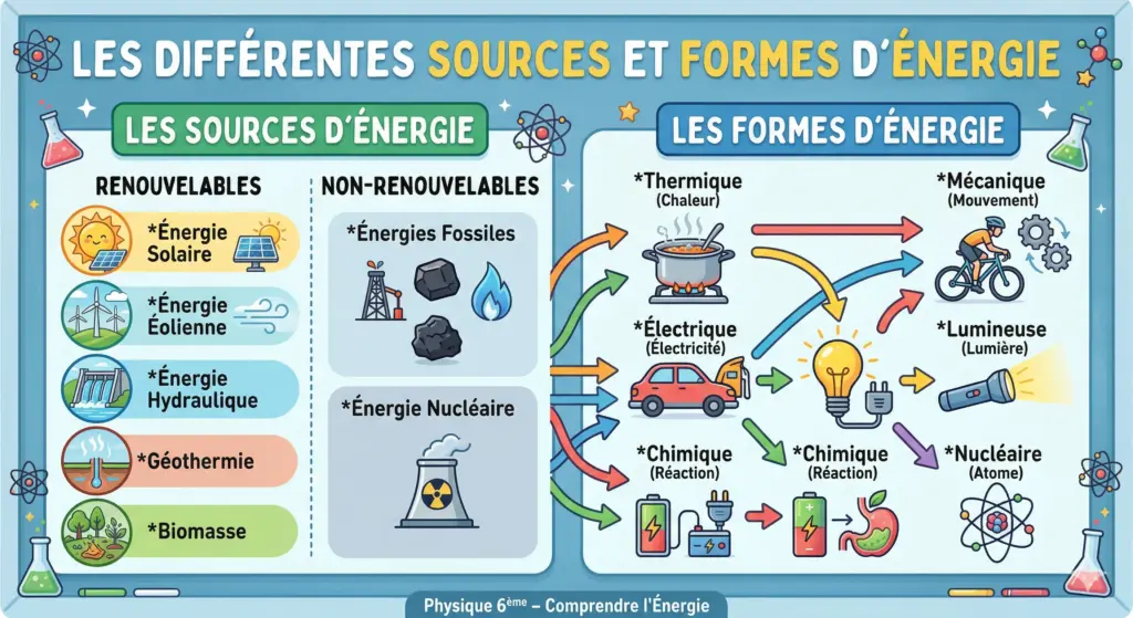 Les différentes sources et formes d'énergie